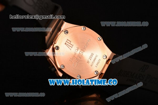 Audemars Piguet Royal Oak Offshore Miyota OS20 Quartz Rose Gold Case with Black Dial and White Arabic Numeral Markers - Diamonds Bezel (EF) - Click Image to Close